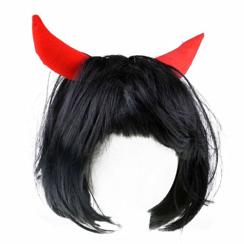 PERUKA DIABLICA CZARNA HALLOWEEN