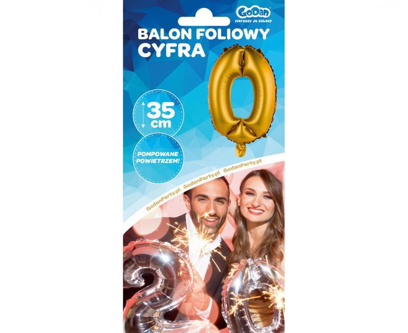 BALON FOLIOWY CYFRA 0 ZOTO MAT 35CM