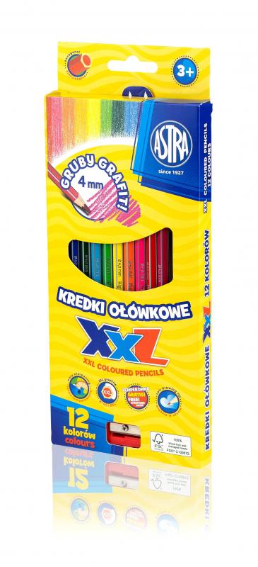 KREDKI OŁÓWKOWE 12 ASTRA HEXAGONALNE GRAFIT 4MM