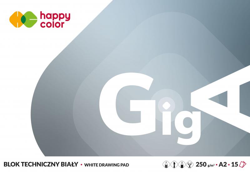 BLOK TECHNICZNY A2/15 GIGA BIAŁY 250G HAPPY COLOR