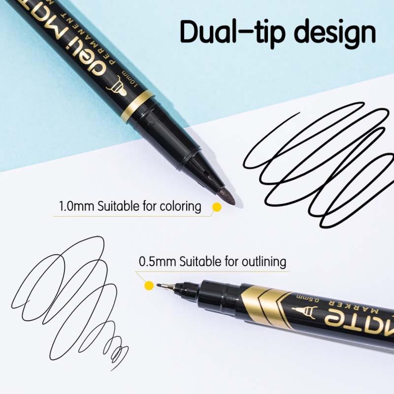 MARKER PERMANENTNY DWUSTRONNY CZARNY 1,0MM I 0,5MM CZARNY DELI A/12