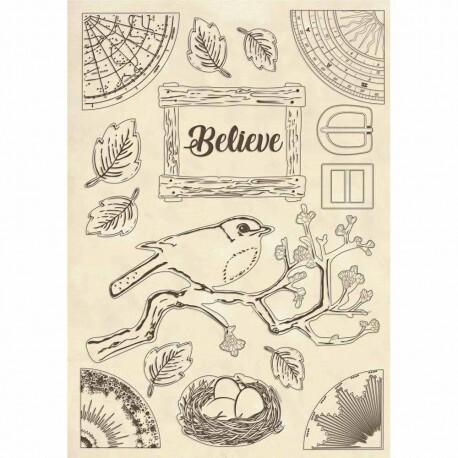 STAMPERIA DREWNIANE DEKORY A5 PTASZEK BELIEVE