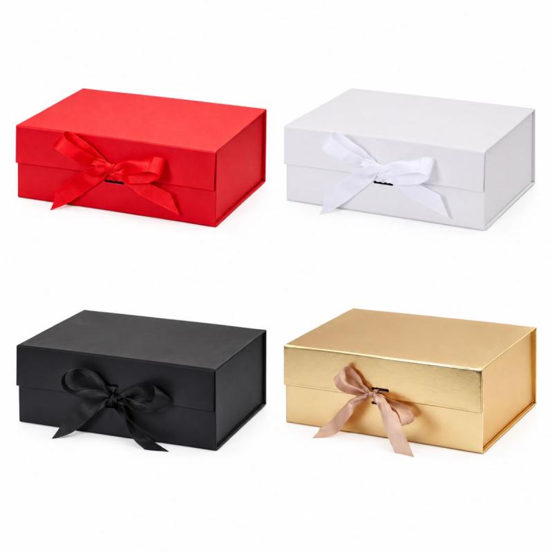 PUDEŁKO PREZENTOWE 22X16X8,5CM SKŁADANE I ZAMYKANE NA MAGNEZ ZE WSTĄŻKĄ MAŁE