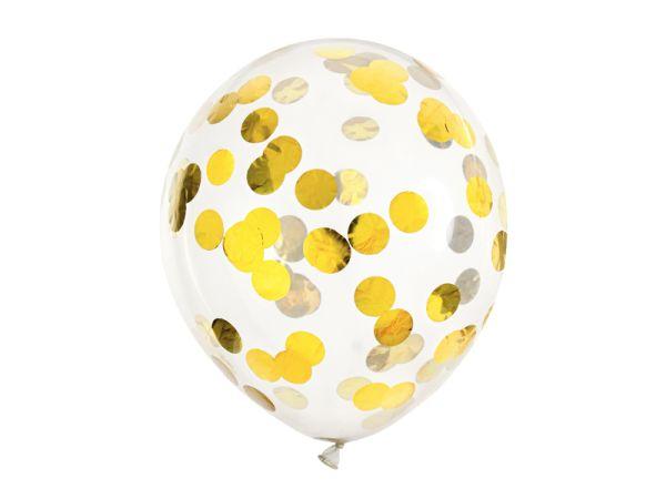 BALON Z OKRĄGŁYM KONFETTI 30CM ZŁOTY A'6