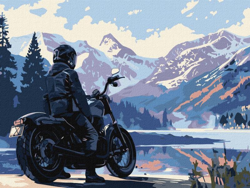 ZESTAW DO MALOWANIA PO NUMERACH MOTOCYKLISTA W GÓRACH 30X40CM