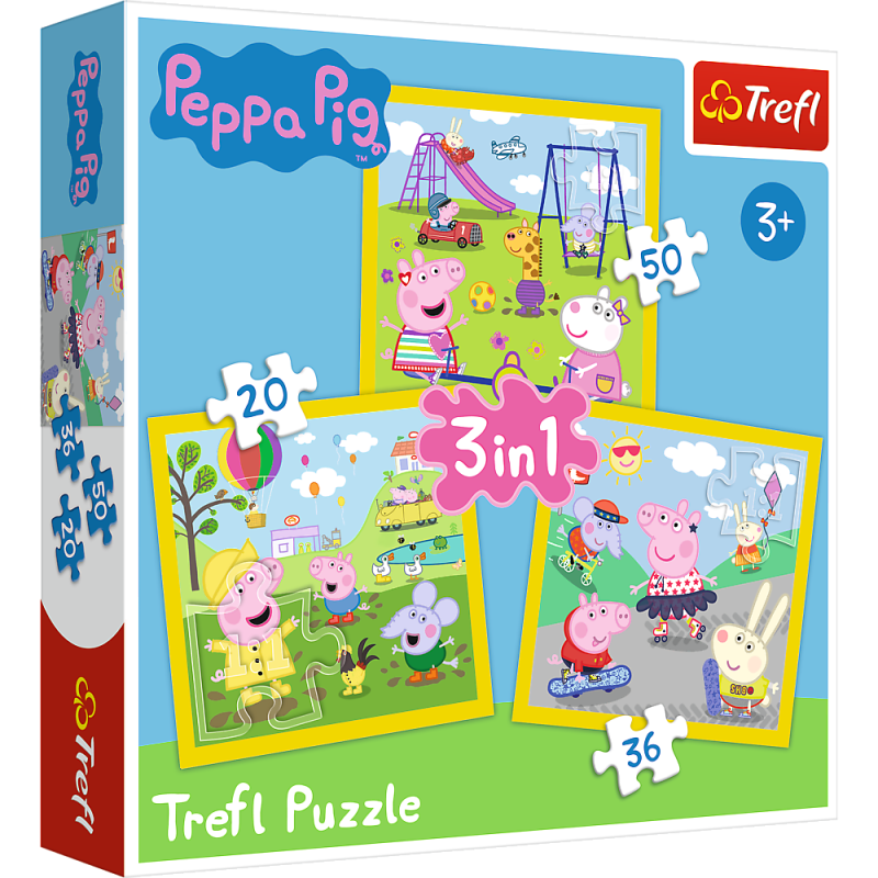 PUZZLE 3W1 TREFL WESOŁY DZIEŃ PEPPY