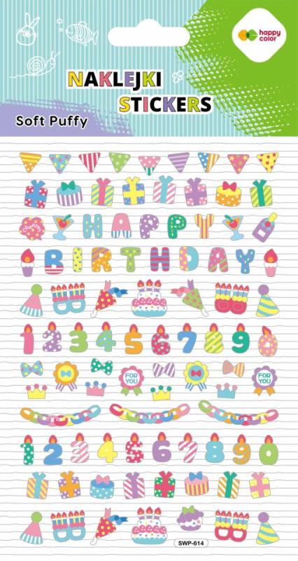 NAKLEJKI 3D SOFT PUFFY - HAPPY BIRTHDAY, 110X205 mm, Happy Color