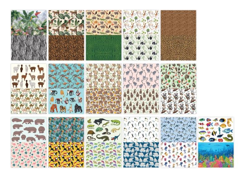 BLOK Z MOTYWAMI A4/16 ANIMALS WILD 80G 32 MOTYWY GDD