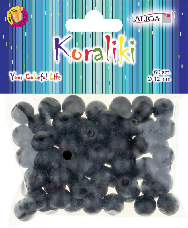 KORALIKI DREWNIANE PJ-8489 CZARNE 12MM A60