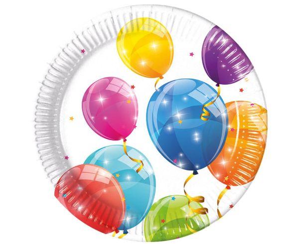 TALERZYKI PAPIEROWE SPARKLING BALLOONS 23CM A/8