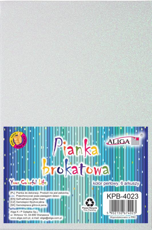 PIANKA KPB-4023 PERŁOWA Z BROKATEM A4 A6