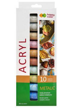 FARBY AKRYLOWE 10X12ML METALICZNE HAPPY COLOR