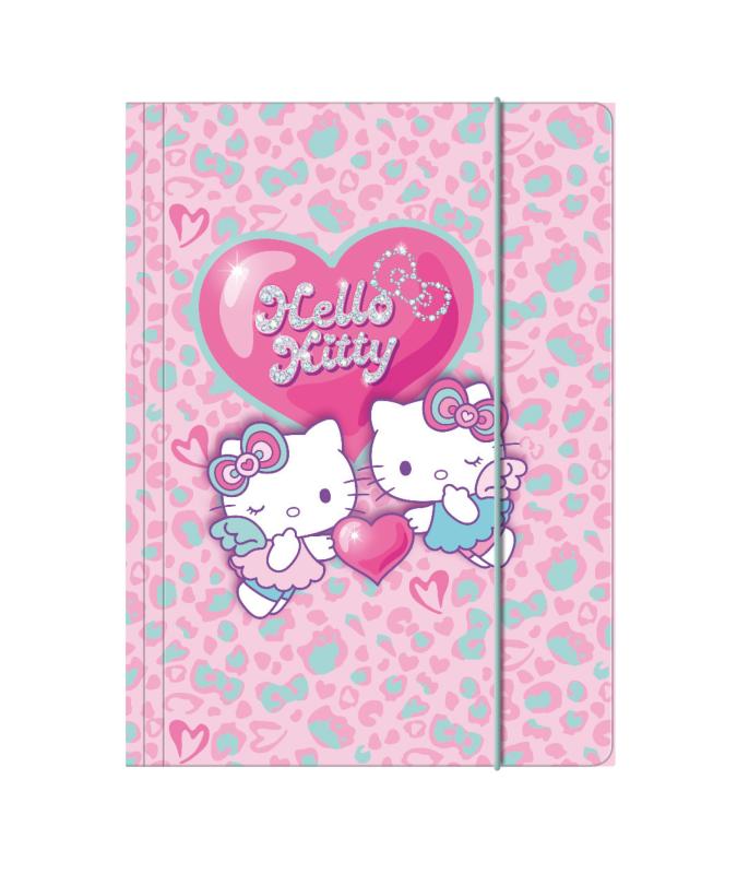 TECZKA KARTONOWA A4 Z GUMKĄ - WZÓR 3 - PINK 1 HELLO KITTY