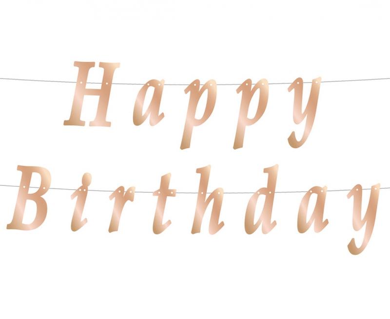 GIRLANDA B&C HAPPY BDAY MET RÓŻ-ZŁ 11/200CM