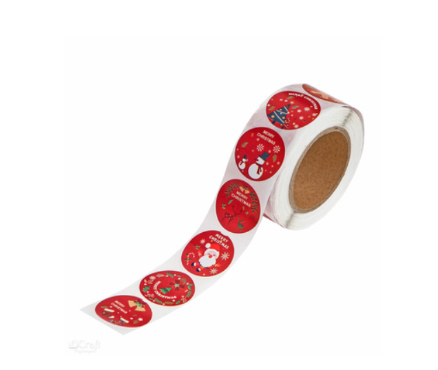 NAKLEJKI NA ROLCE 2,5CM CHRISTMAS RED 500SZT #ŚWIĘTA