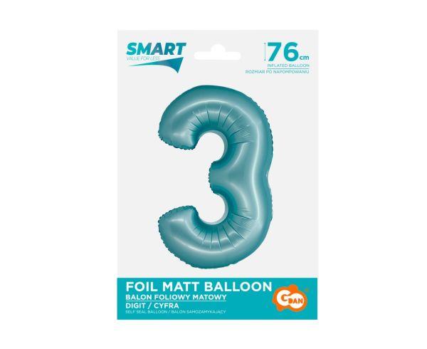 BALON FOLIOWY SMART CYFRA 3 J.NIEBIESKA MAT 76CM