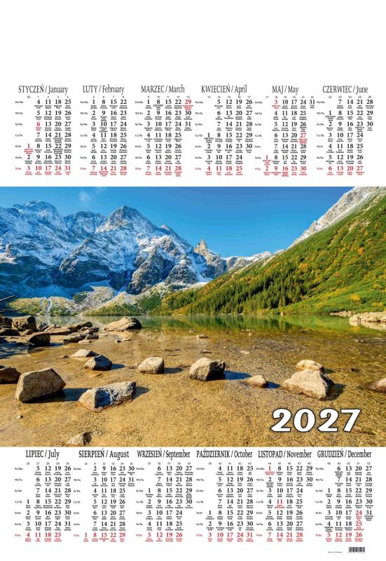 KALENDARZ JEDNOPLANSZOWY A1 2027 A/12