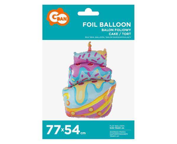 BALON FOLIOWY TORT Z LUKREM, 77 CM