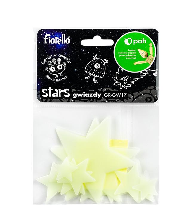 OZDOBY FLUO GWIAZDKI MIX 12SZT GR-GW17 FIORELLO