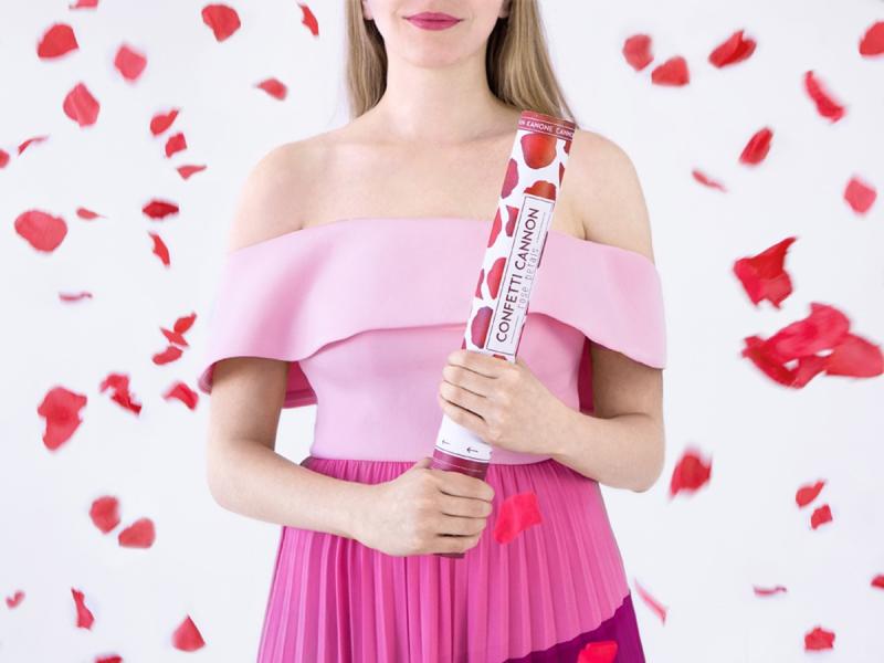 TUBA STRZELAJĄCA 40CM BORDOWE PŁATKI RÓŻ