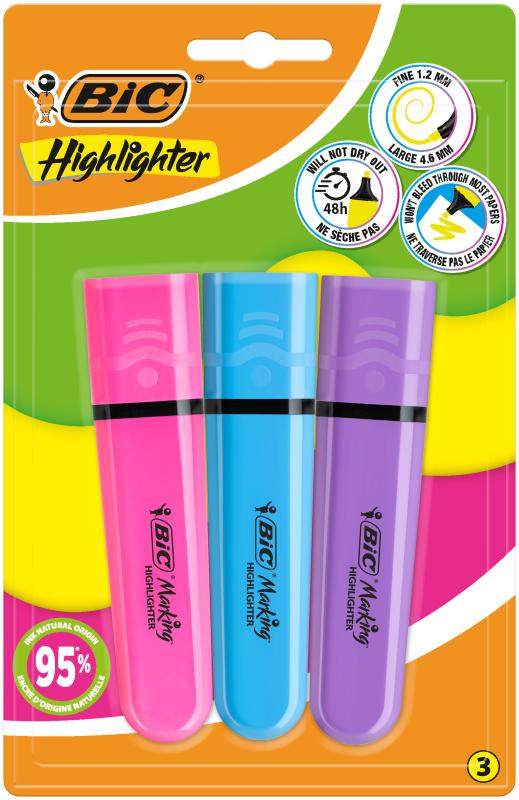 ZAKREŚLACZ BIC FLAT MIX NEON A3 BLISTER