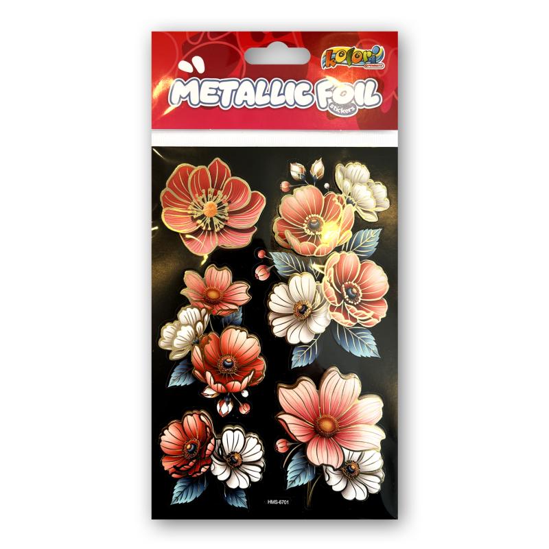 NAKLEJKI METALLIC FOIL HMS-6701 FLOWERS I PENMATE KOLORI