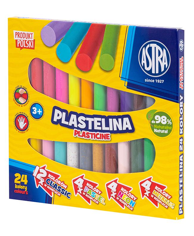 PLASTELINA ASTRA 24 KOL (4 NEON,4 METAL, 4 PASTEL) JM