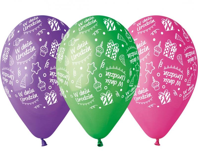 BALON PREMIUM W DNIU URODZIN KOLOROWE A/5