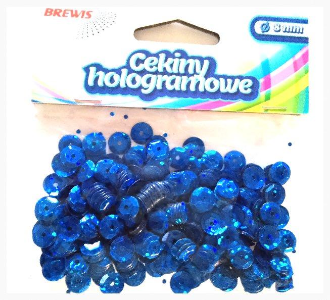 CEKINY HOLOGRAMOWE 8MM NIEBIESKIE