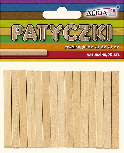 PATYCZKI PK-2229 DREWNIANE NATURALNE, 50 szt., rozm. 50 x 5 x 5 mm