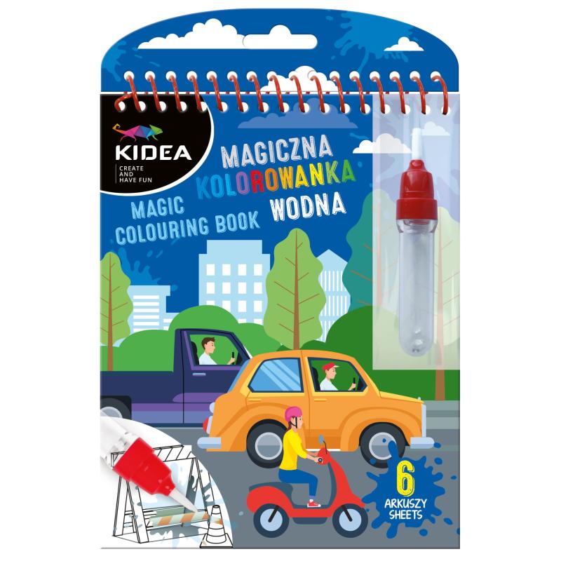 MAGICZNA WIELORAZOWA KOLOROWANKA WODNA O KIDEA (POJAZDY)