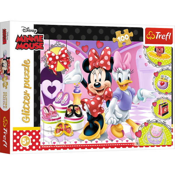 PUZZLE 100 GLITTER MINNIE I BŁYSKOTKI