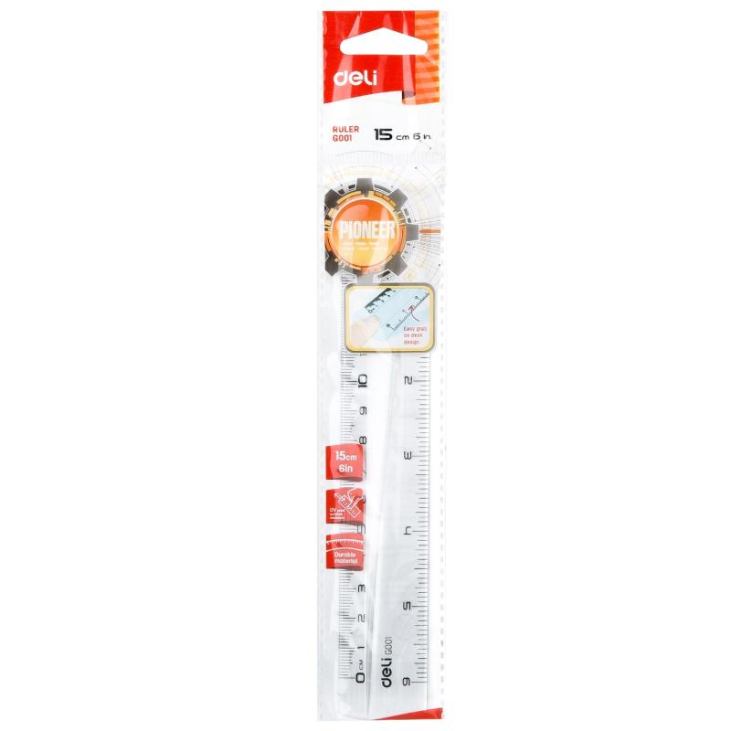 LINIJKA 15CM PIONER PRZEŹROCZYSTA DELI