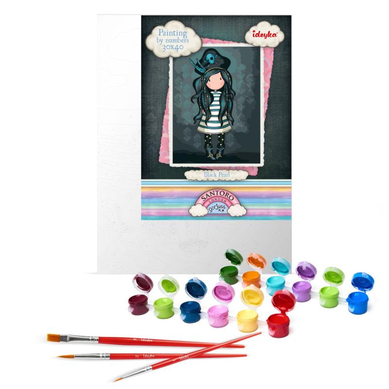 ZESTAW DO MALOWANIA PO NUMERACH KIDS BLACK PEARL SANTORO GORJUSS COLLECTION 30X40CM