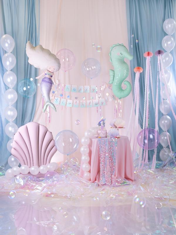 BALON KULA 40CM TRANSPARENTNY NIEBIESKI