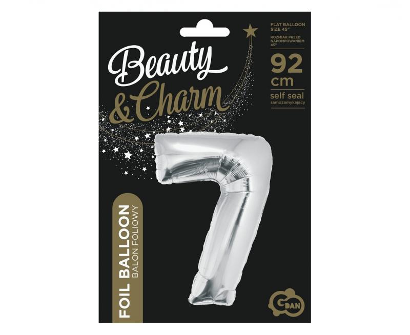 BALON FOLIOWY B&C CYFRA 7 SREBRNA 92CM