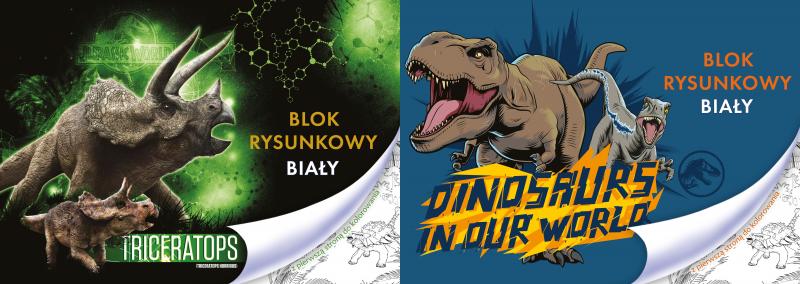 BLOK RYSUNKOWY BIALY A4/20k. z pierwsza strona do kolorowania / JURASSIC PARK