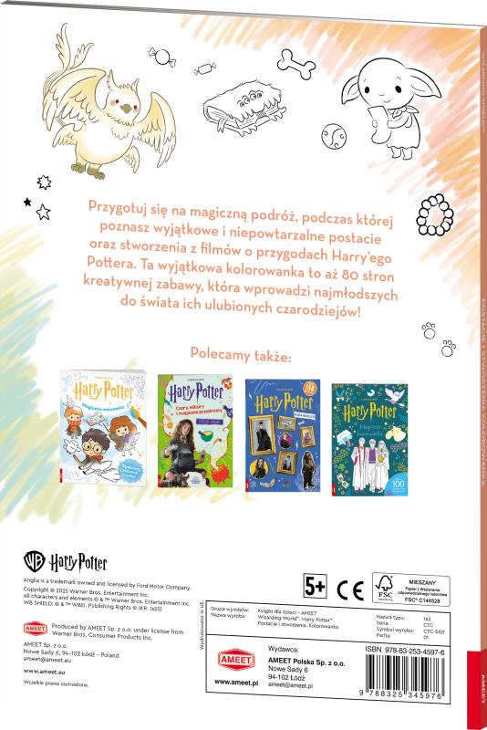 KSIĄŻECZKA WIZARDING WORLD. POSTACIE I STWORZENIA. KOLOROWANKA
