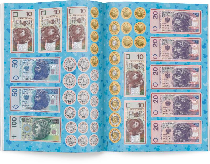 KSIĄŻECZKA DISNEY UCZY MIKI. MONETY I BANKNOTY