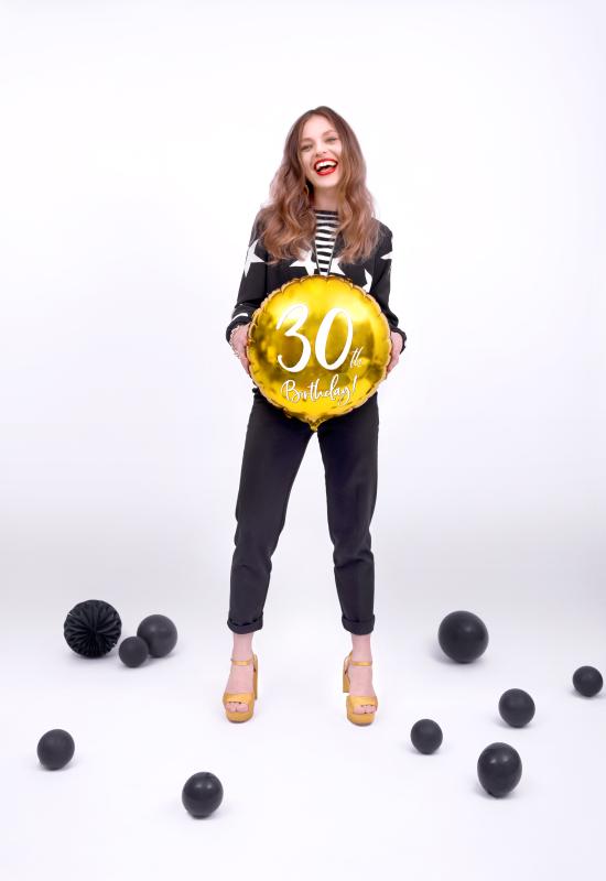 BALON FOLIOWY 30 URODZINY 45CM ZŁOTY