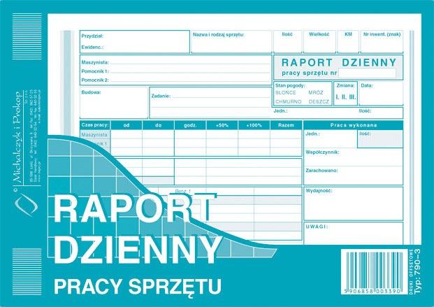 DRUK M RAPORT DZIENNY PRACY SPRZĘTU A5/3