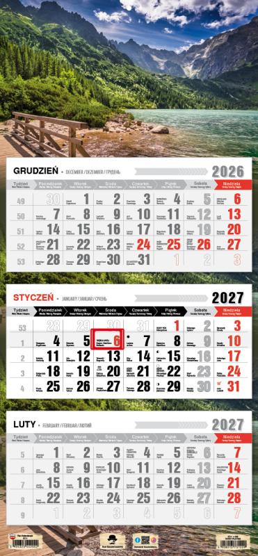 KALENDARZ TRÓJDZIELNY KT-1 PŁASKA GŁÓWKA 2027