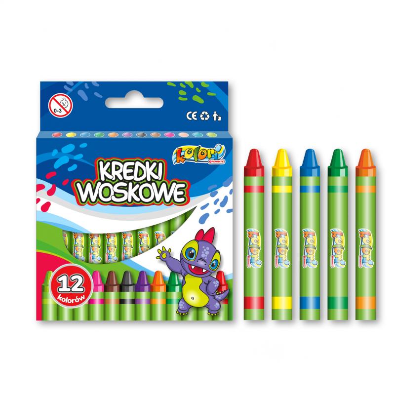 KREDKI WOSKOWE 12 DINO PENMATE KOLORI PREMIUM