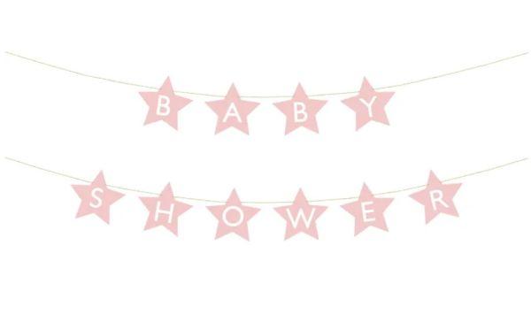 BANER BABY SHOWER 290X16.5CM JASNY RÓŻOWY