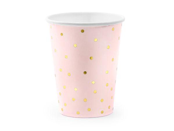 KUBECZKI JASNY RÓŻ W ZŁOTE KROPKI 260ML