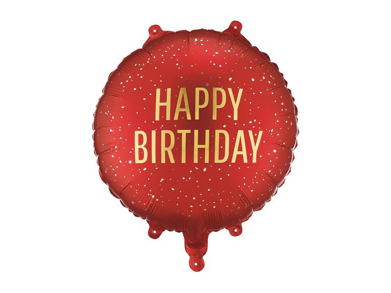 BALON FOLIOWY PASTYLKA HAPPY BIRTHDAY 35X35CM CIEMNY CZERWONY