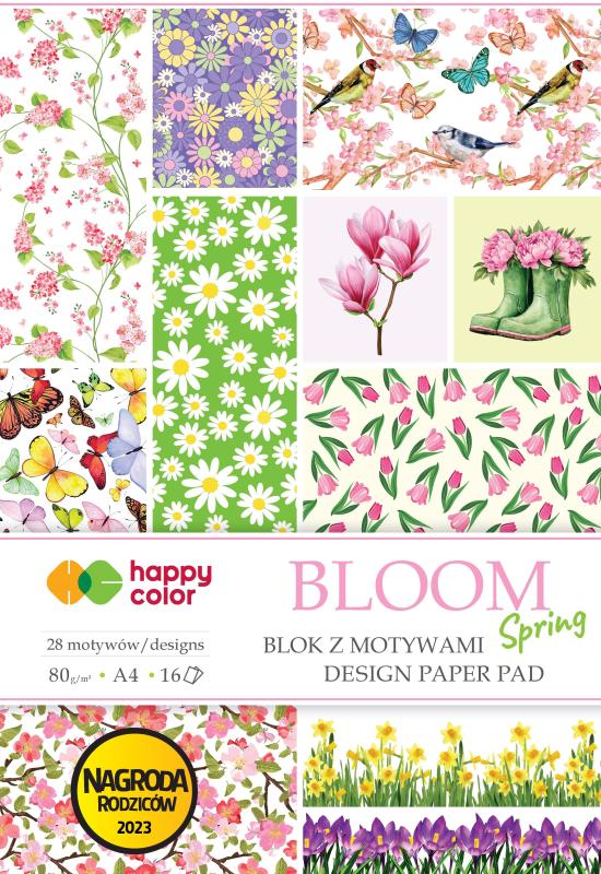 BLOK Z MOTYWAMI A4/16 BLOOM SPRING 80G/M2 28 MOTYW HAPPY COLOR