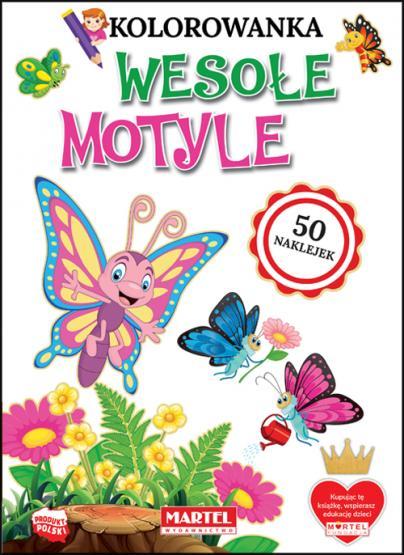 KSIĄŻECZKA KOLOROWANKA WESOŁE MOTYLE Z NAKLEJKAMI