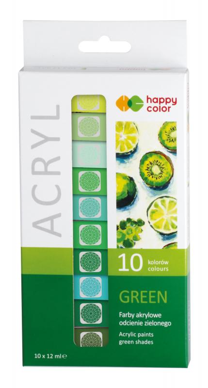 FARBY AKRYLOWE 10X12ML ODCIENIE ZIELONEGO HAPPY COLOR