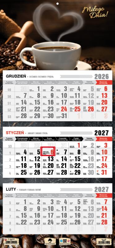 KALENDARZ TRÓJDZIELNY KT-1 PŁASKA GŁÓWKA 2027